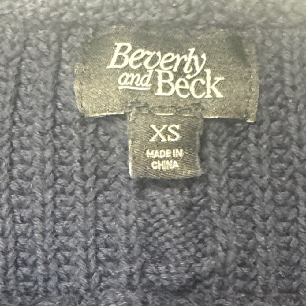 Women's Navy Cable Crewneck Sweater - Picture 2 of 4